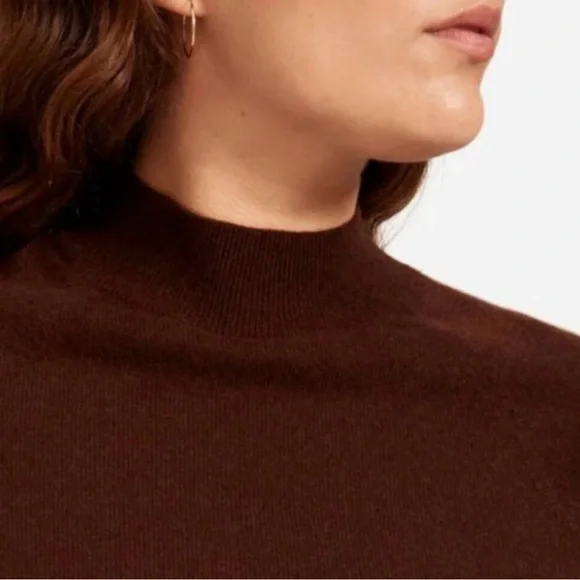 Everlane 100% Cashmere Raglan Mock Neck Sweater - Heather Brown - XS - Picture 3 of 13